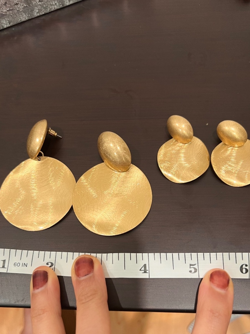 Gold tone disc earrings